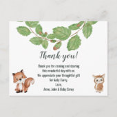 Dank u Waterverf Woodland Animals Briefkaart (Voorkant)