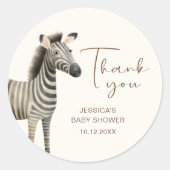 Dank u Waterverf Zebra Baby shower Ronde Sticker (Voorkant)