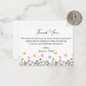 Dank u waterverf zomer botanische bruiloft notitiekaartje (Voorkant / Achterkant in situ)