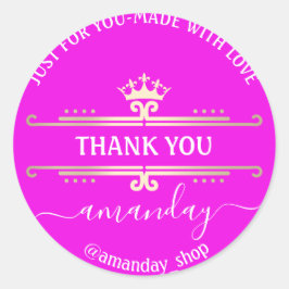 Dank u Web Boutique Shop Royal Crown Hot Pinky Ronde Sticker