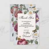 Dank u Wedding Bloom Bloem Vlinder Bloem Bedankkaart (Voorkant / Achterkant)