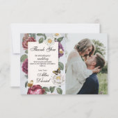 Dank u Wedding Bloom Floral Photo Butterfly Bedankkaart (Voorkant)