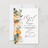 Dank u Wedding Summer Florals Fruits Sinaasappels Bedankkaart (Voorkant)