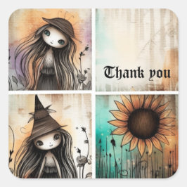 Dank u wel 5 vierkante sticker