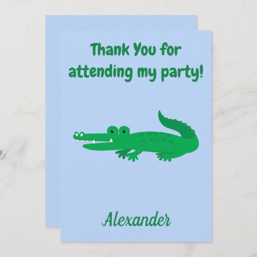 Dank u wel Alligator Bedankkaart (Voorkant / Achterkant)