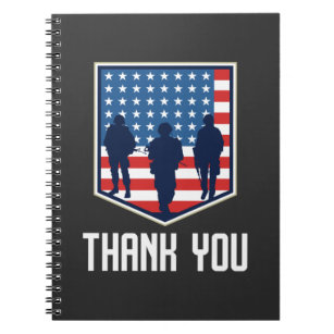 Dank u wel Amerikaanse soldaten Vlag Notitieboek