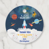 Dank u wel Astronaut Birthday party Outer Space Bedankjes Labels (Voorkant)