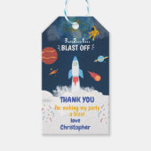 Dank u wel Astronaut Birthday party Outer Space Cadeaulabel (Voorkant)