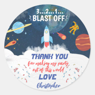 Dank u wel Astronaut Birthday party Ronde Sticker