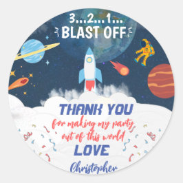 Dank u wel Astronaut Birthday party Ronde Sticker