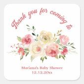 dank u wel Baby shower waterverf floral Vierkante Sticker