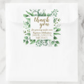 Dank u wel BAPTISM-Stickers, botanische bladeren G Vierkante Sticker (Tas)