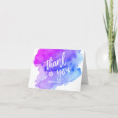 Dank u wel Bat Bar Mitzvah Waterverf Blue Paars Bedankkaart (Voorkant)