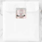 Dank u wel Beauty Lashes Bridal Grey Roos Glitter Vierkante Sticker (Tas)