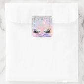 Dank u wel Beauty Lashes Bridal Holographic Glitte Vierkante Sticker (Tas)