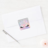 Dank u wel Beauty Lashes Bridal Holographic Glitte Vierkante Sticker (Envelop)