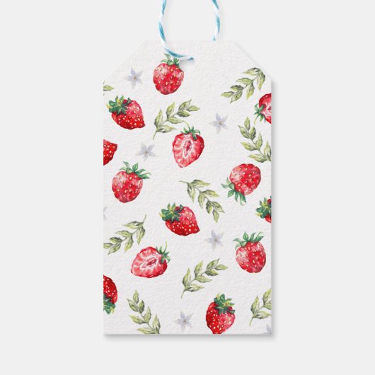 Dank u wel, "Berry Much", aardbei, 1e verjaardag Cadeaulabel (Achterkant)