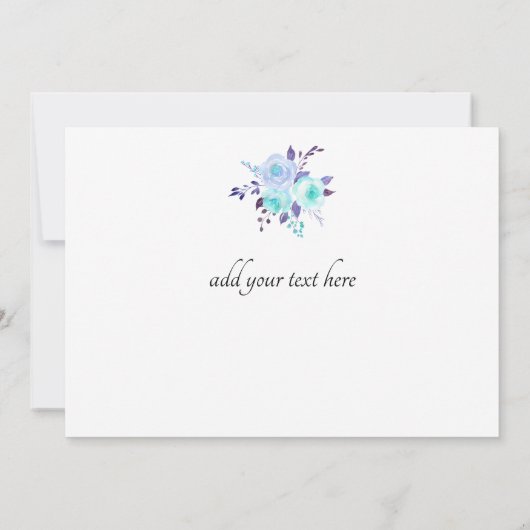 dank u wel blauw bouquet piano decor bedankkaart (Achterkant)