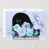 dank u wel blauw bouquet piano decor bedankkaart (Voorkant / Achterkant)