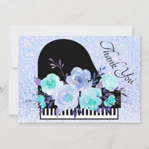dank u wel blauw bouquet piano decor bedankkaart