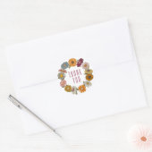 Dank u wel Boho hippy retro daisies wreate Ronde Sticker (Envelop)