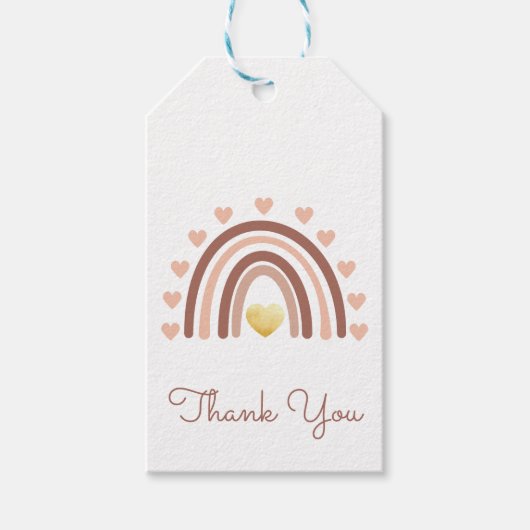 Dank u wel Boho Rainbow Blush Gift Labels Cadeaulabel (Voorkant)