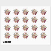 Dank u wel Boho retro daisies burgundy roze Ronde Sticker (Vel)