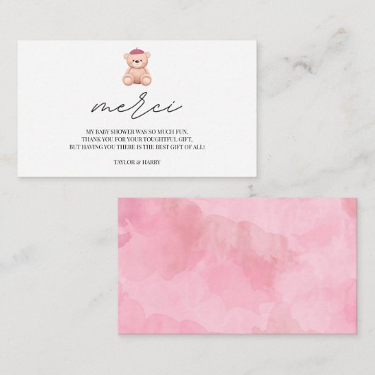 Dank u wel Bonjour Bebe, Frans baby shower Enclosu Informatiekaartje (Voorkant / Achterkant)