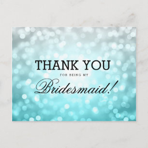Dank u wel Bridesmaid Beach Ombre Glitter Lichten Briefkaart