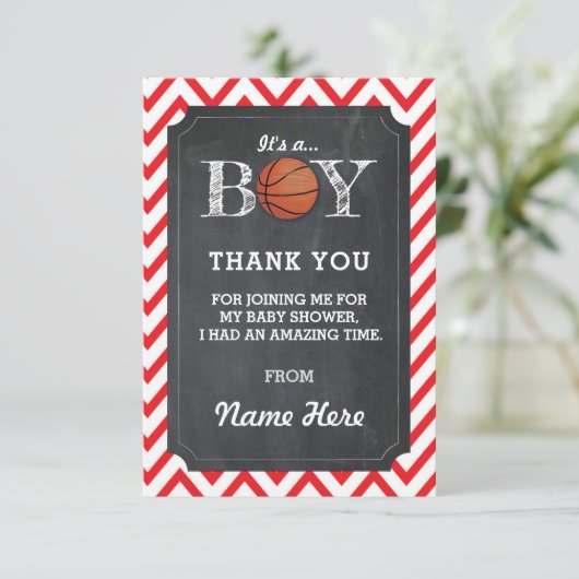 Dank u wel BY Basketball Cards Chalk Red Chevron Kaart (Staand voorkant)