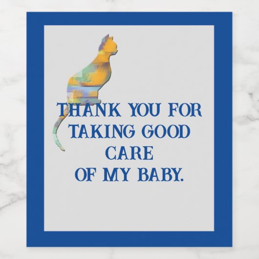 Dank u wel Cat Sitter House Pet Kitten Wijn Etiket (Enkel label)