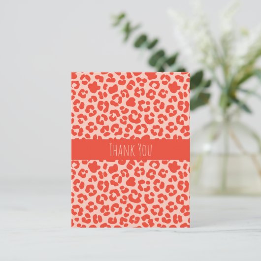 Dank u wel Cheetah Print Pattern Red Briefkaart (Staand voorkant)
