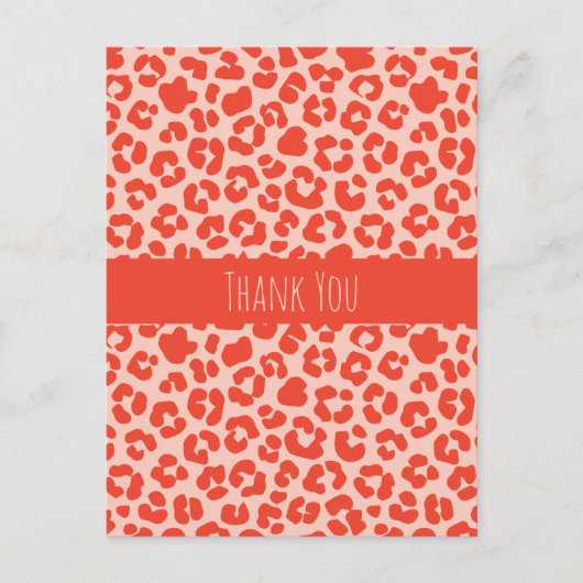 Dank u wel Cheetah Print Pattern Red Briefkaart (Voorkant)