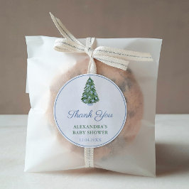 Dank u wel Chinoiserie kerstboom Blue Favor Ronde Sticker