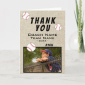 Dank u wel Coach Rustic Baseball-fotokaart Bedankkaart (Voorkant)