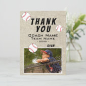 Dank u wel Coach Rustic Baseball-fotokaart Bedankkaart (Staand voorkant)