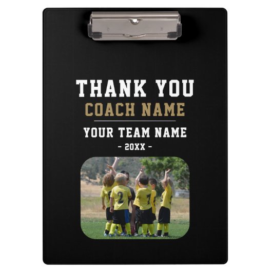 Dank u wel Coach Team Naam Foto Klembord (Voorkant)