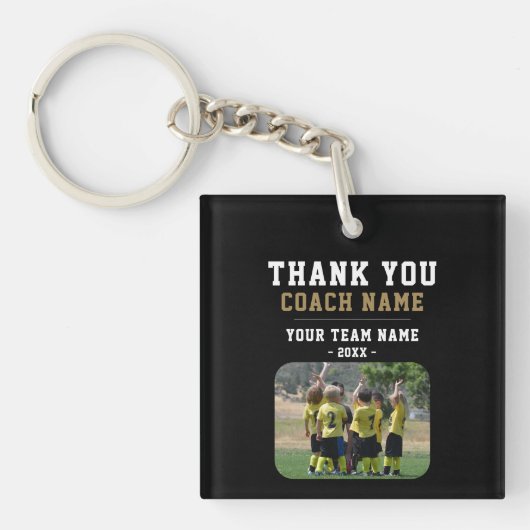 Dank u wel Coach Team Naam Foto Sleutelhanger (Voorkant)