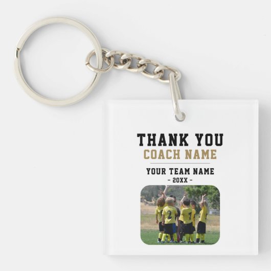 Dank u wel Coach Team Naam Foto Sleutelhanger (Voorkant)