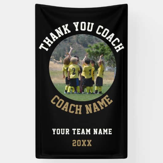 Dank u wel Coach Team Naam Foto Spandoek (Verticaal)