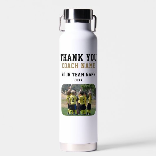 Dank u wel Coach Team Naam Foto Waterfles (Voorkant)