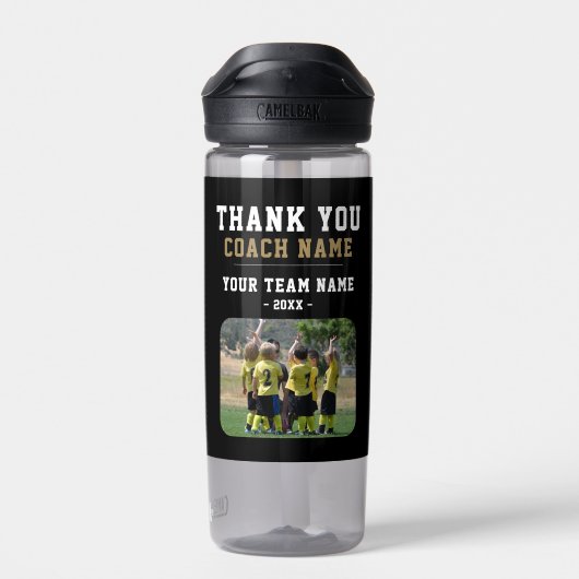 Dank u wel Coach Team Naam Foto Waterfles (Achterkant)