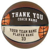Dank u wel Coach Team Name Number Basketbal (Voorkant)