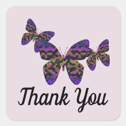 Dank u wel Colorful Butterflies Modern Appreciance Vierkante Sticker (Voorkant)