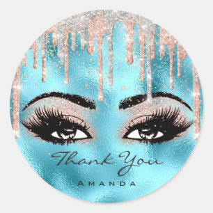 Dank u wel Confetti Roos Glitter Eyelash Ocean Ronde Sticker