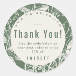 Dank u wel Coupon Botanical Dark Sage Cream Produc Ronde Sticker