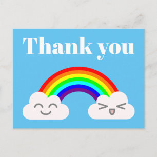 Dank u wel Cute Clouds en een RegenboogBriefkaart Briefkaart