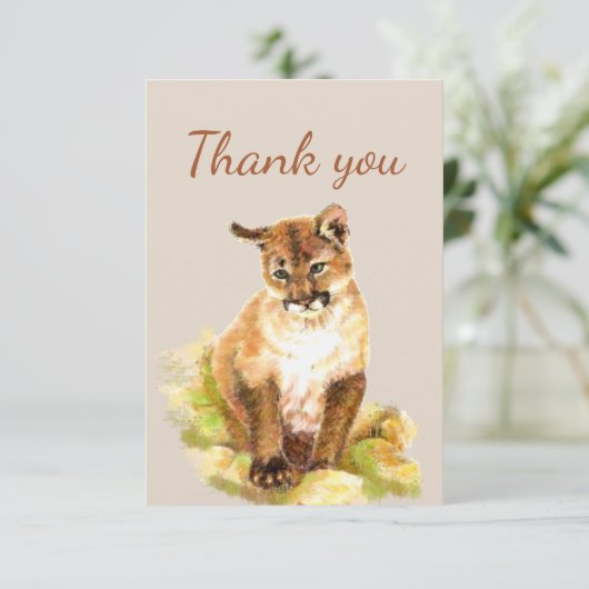 Dank u wel Cute Cougar Puma Mountain Lion Cub Bedankkaart (Staand voorkant)