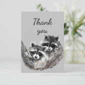 Dank u wel, Cute Cuddling Raccoon Hugs Love Animal Bedankkaart (Staand voorkant)