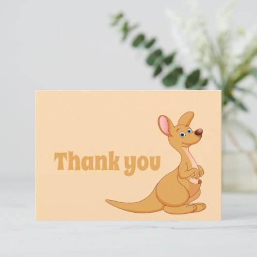 Dank u wel Cute Kangaroo Cartoon Animal Bedankkaart (Staand voorkant)